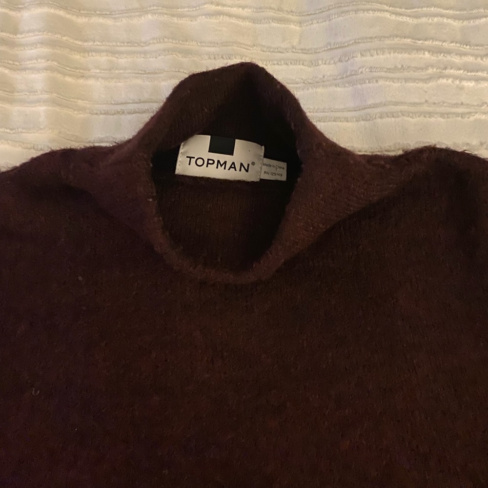 Top man brand. Wool mock neck sweater with side zipper.